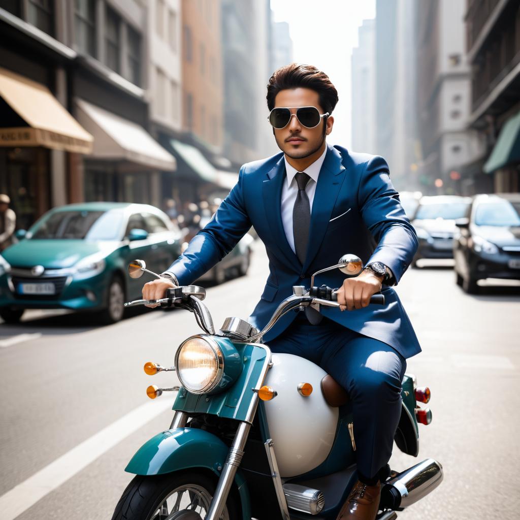 Urban Adventure: Business Suit on Moped