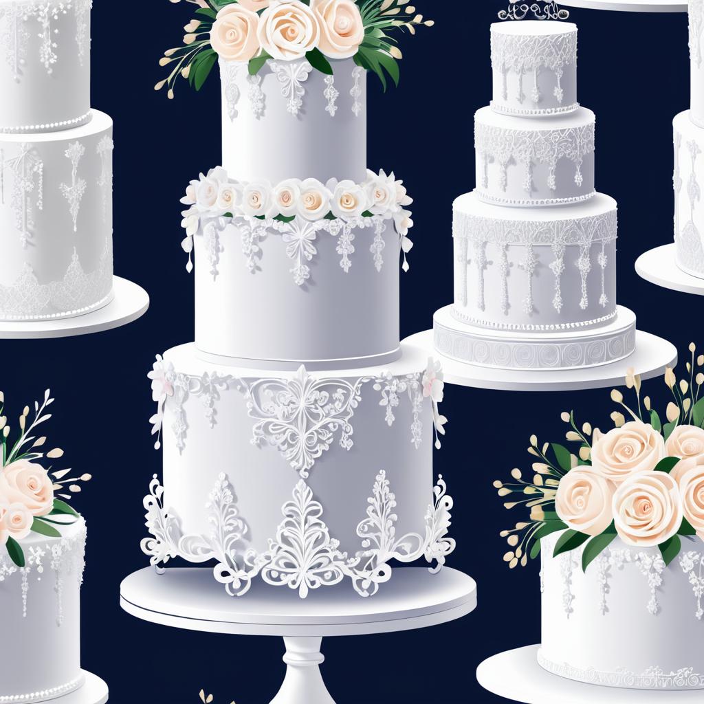 Elegant Romantic Wedding Cake Illustrations