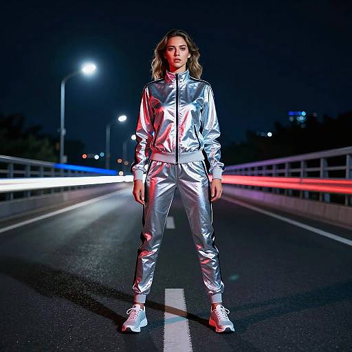 Cinematic Athlete on Neon-Lit Bridge