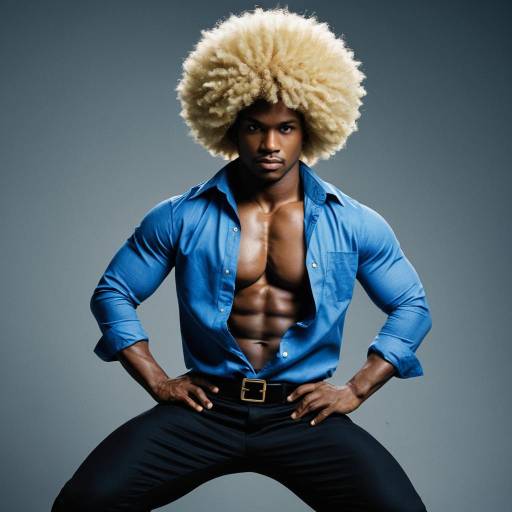 Muscular Man with Blonde Afro Hairstyle