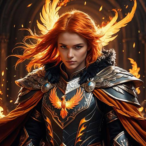 Regal Phoenix Rider in Fiery Armor