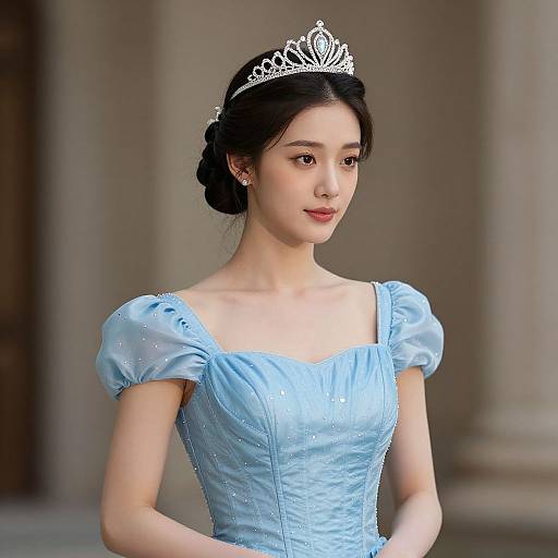 Elegant Princess Cut Blue Dress