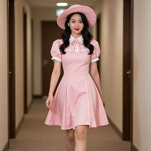 Pink Lady Costume Walking Scene