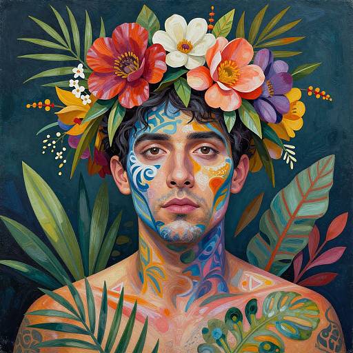 Man with Intricate Floral Crown