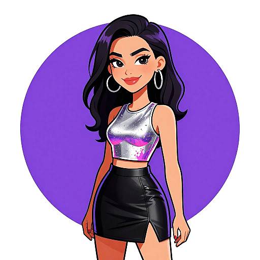 Glam Rock Woman in Metallic Silver