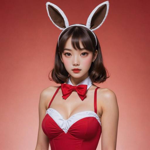 Cheerful Playboy Bunny with Rabbit Ears
