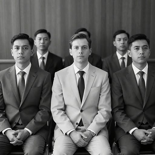 Formal Gathering of Seven Men in Suits