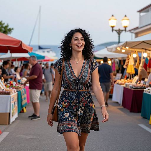 Vibrant Woman in Coastal Market