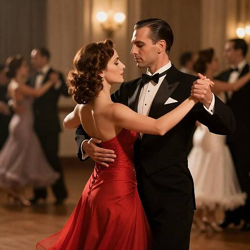 Golden Ballroom Romantic Dancing Couple