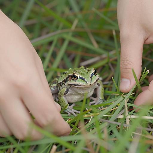 Close-Up of Hands and Hidden Frog