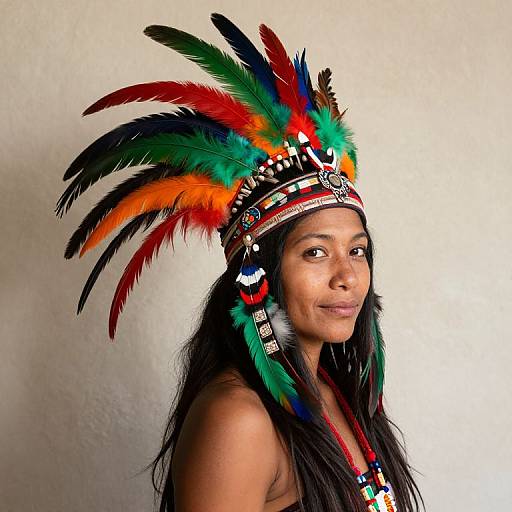 Vibrant Feathered Headdress Portrait