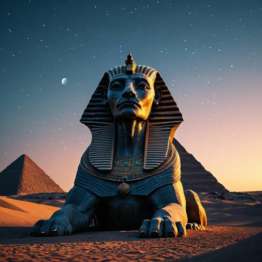 Twilight Sphinx Under Starry Sky