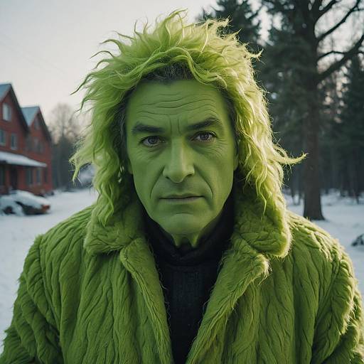 Vintage Grinch Costume in Winter Tundra