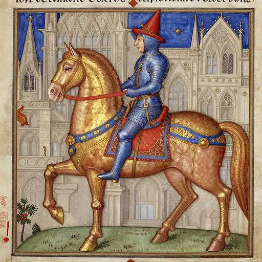 Intricate Medieval Manuscript Horse Art