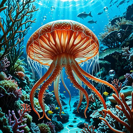 Vibrant Jellyfish in Coral Reef