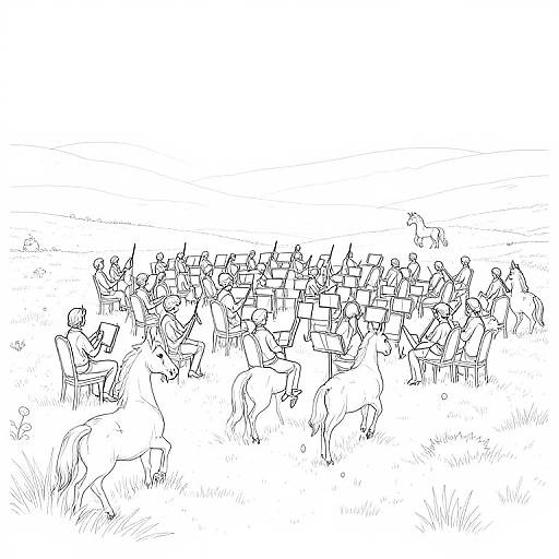 Unicorn in Meadow Orchestra Coloring