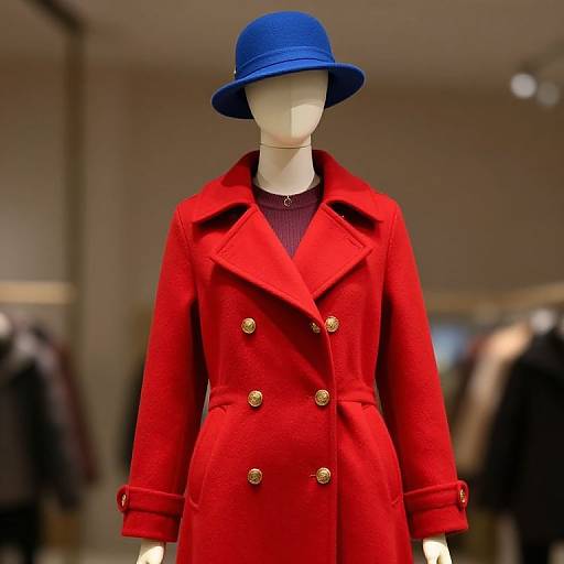 Mannequin in Red Coat and Blue Hat