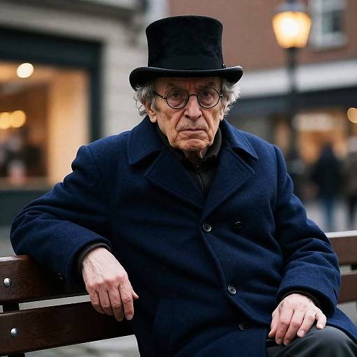 Elderly Man in Dimly Lit Scene