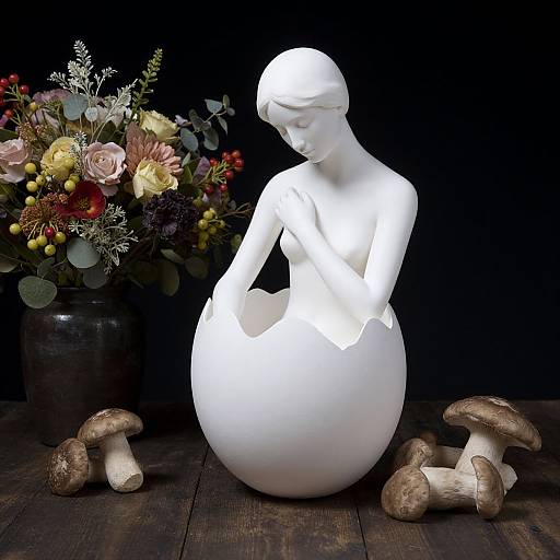 Porcelain Figure in Egg with Still Life