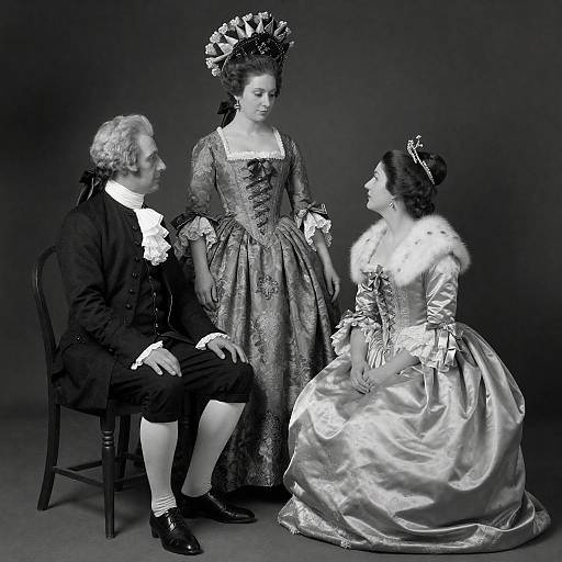 Black-and-White 18th-Century Court Portrait Scene