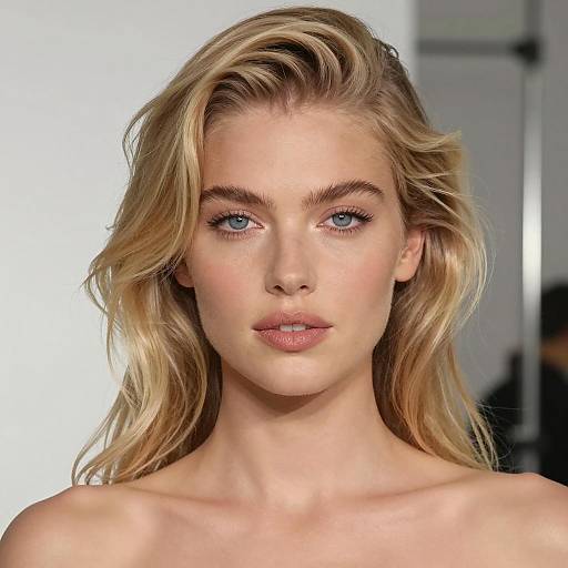 Portrait of a Blonde Woman with Blue Eyes