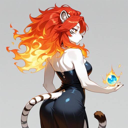 Fiery Furry Woman with Crystal Orb Fiery Furry Woman with Crystal Orb