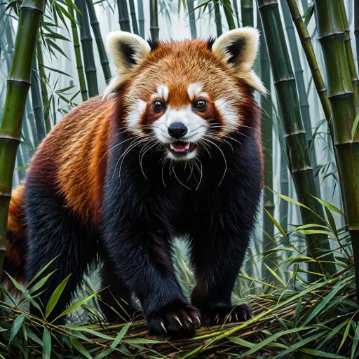 Feral Red Panda in Bamboo Thicket