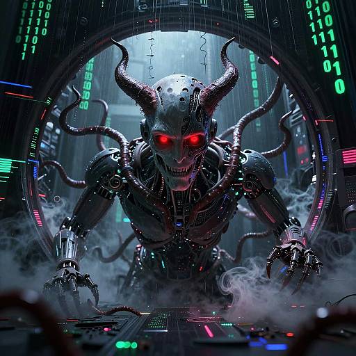 AI Demon Emerging from Digital Portal