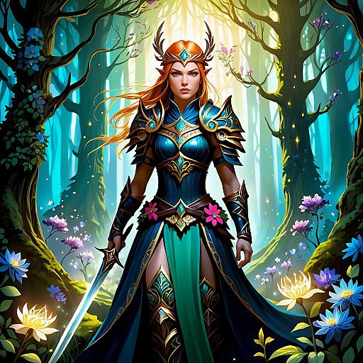 Fierce Warrior Princess in Enchanted Forest