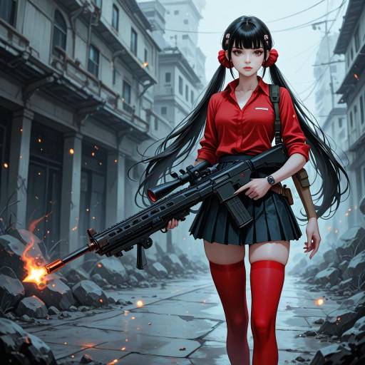 Dynamic Solo Girl with Red Aesthetics