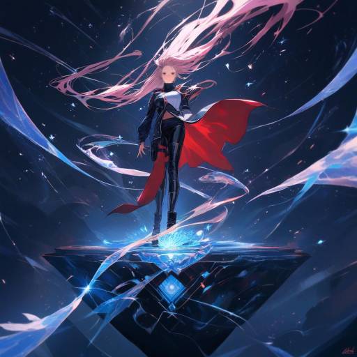Dynamic Anime Girl Surrounded by Magic