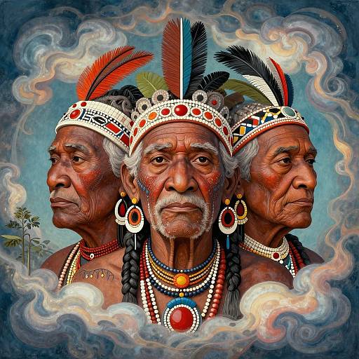 Vibrant Indigenous Elders' Mystical Portrait