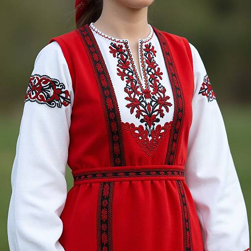 Close-up of Woman in Macedonian Dress
