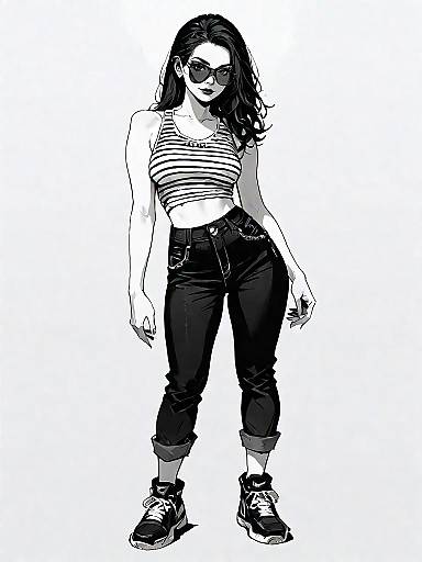 Stylish Woman in Streetwear with Sunglasses