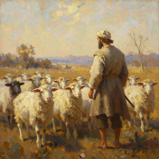 Impressionistic Shepherd at Dawn