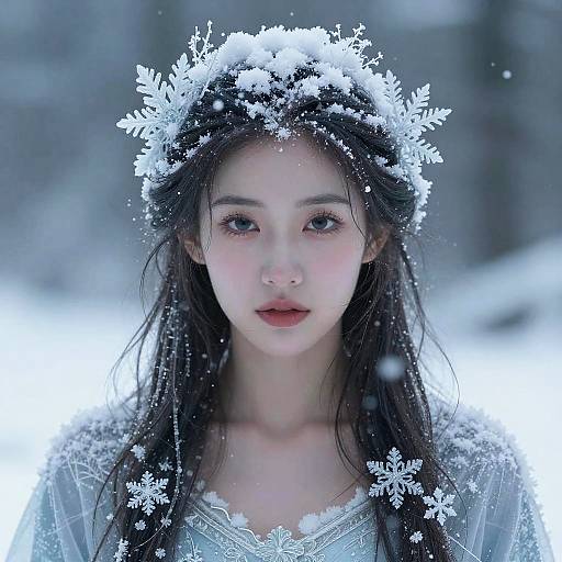 Winter Enchantress in Icy Realism