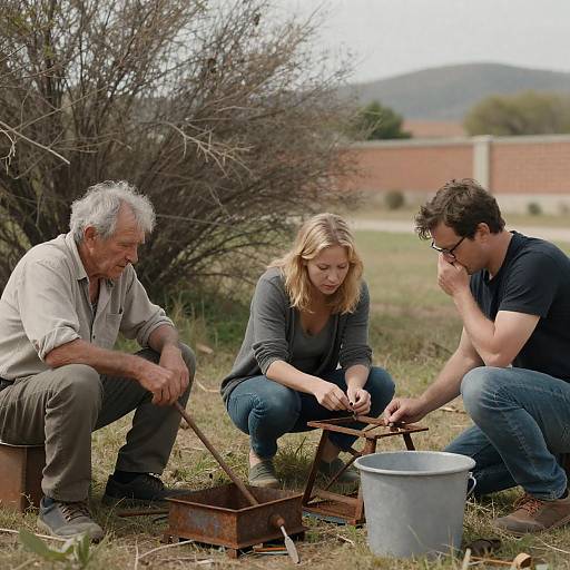 Collaborative Work in a Grassy Field
