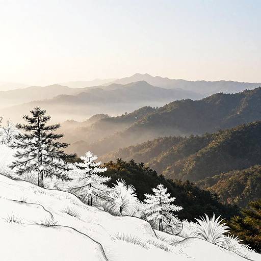 Sketch to Photo Mountain Landscape