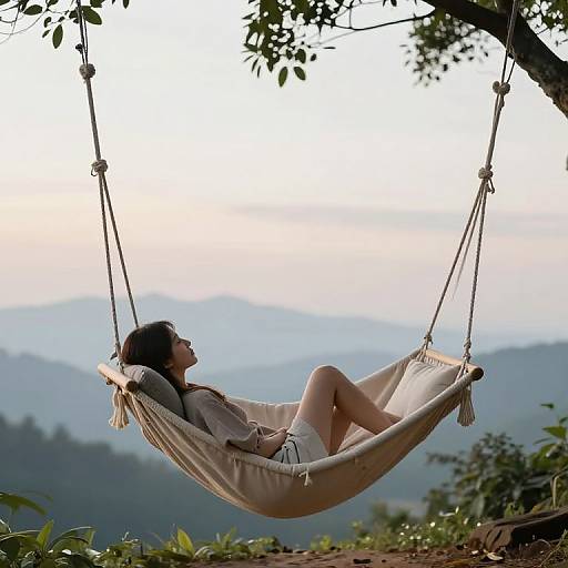 Cozy Hanging Bed Between Earth and Sky