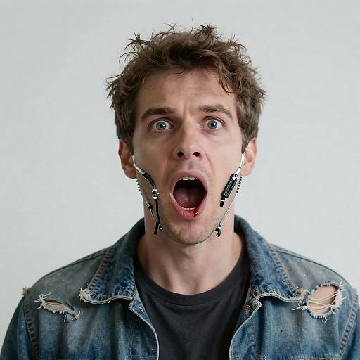 Shocked Man with Cybernetic Tendrils