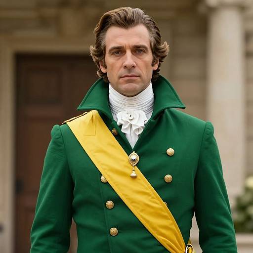 Regal Comic Character in Colonial Attire