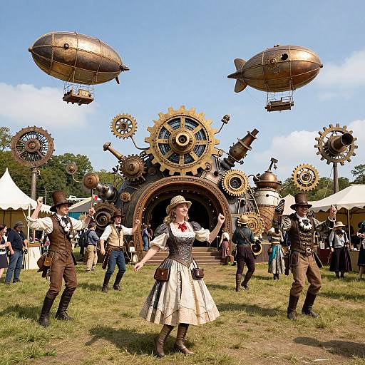 Lively Steampunk Festival with Airships