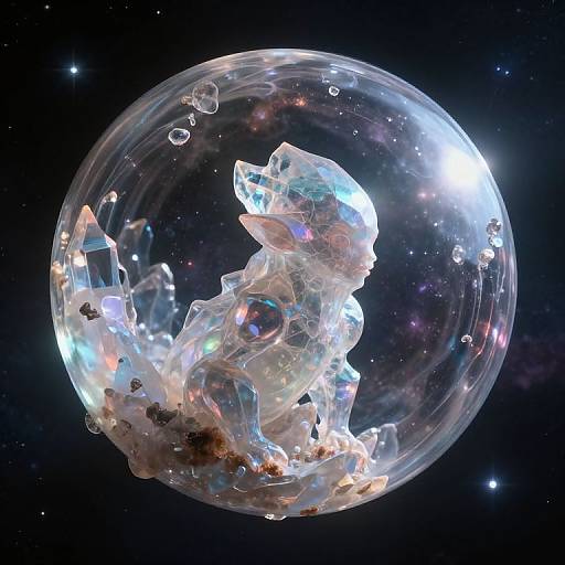 Iridescent Crystal Being in Space
