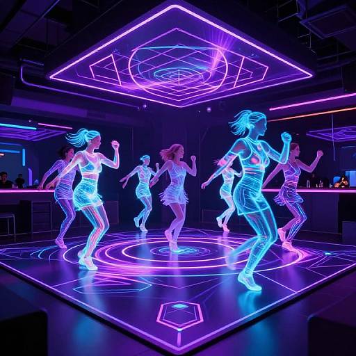 Futuristic Neon Dance Club Scene