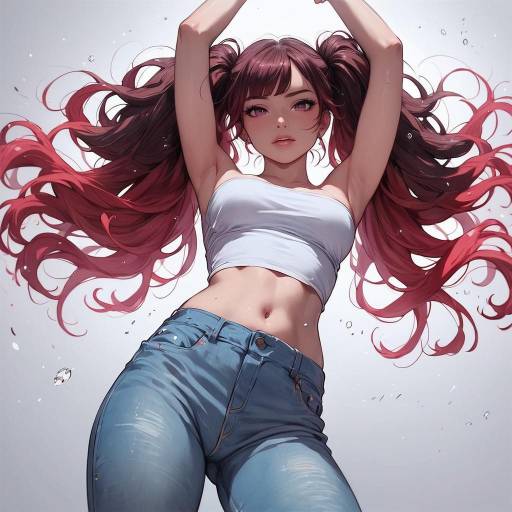 Dynamic Girl Pose in Fall Evening