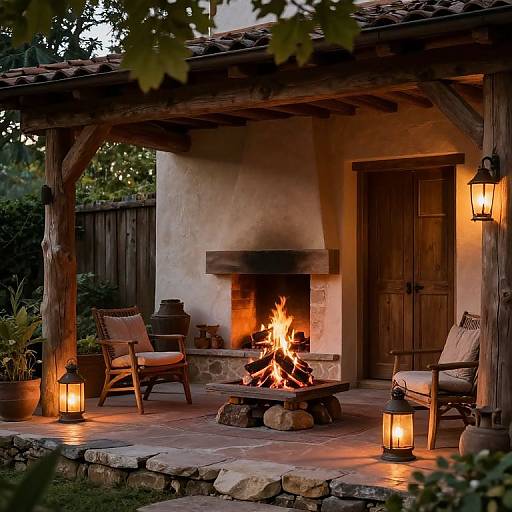 Rustic Patio Sanctuary with Lanterns