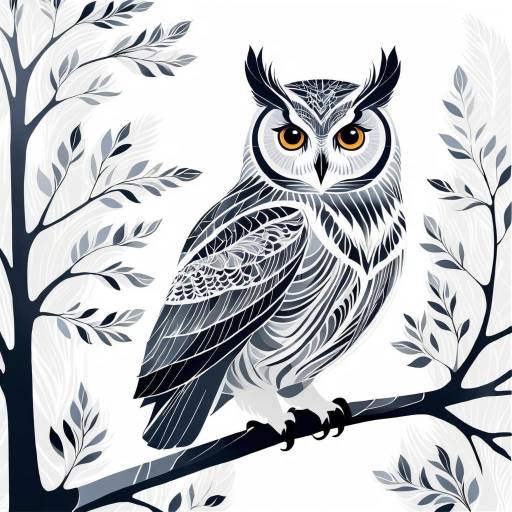 Intricate Minimalistic Owl Illustration