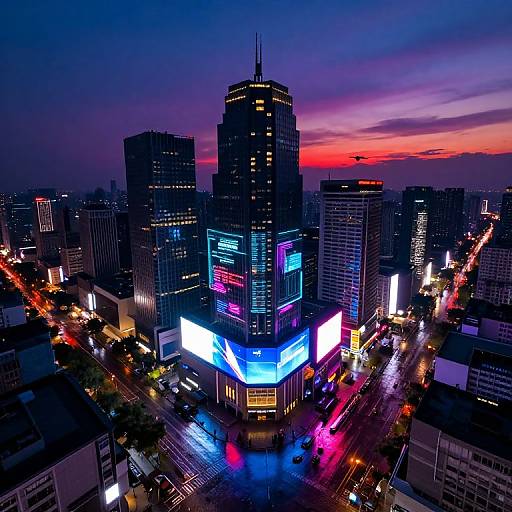 Futuristic Neon Cityscape at Twilight