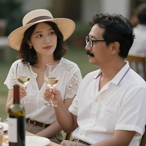 Couple Enjoying Outdoor Wine Toast