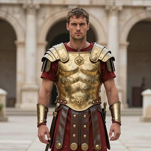 Male Roman Gladiator in Gold Armor